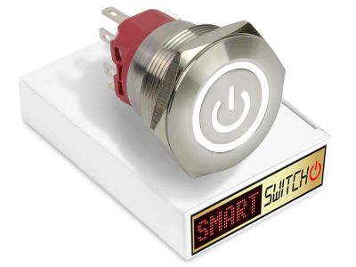 28mm 2NO2NC Stainless Steel ANGEL EYE POWER Momentary LED Switch 12V/3A (25mm Hole) - WHITE