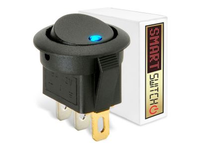 1 x SmartSwitch SPST 20mm 12V/16A Illuminated Round Rocker Switch - BLUE LED