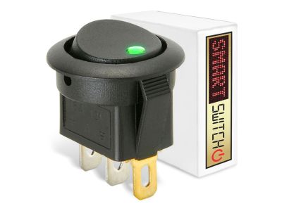 1 x SmartSwitch SPST 20mm 12V/16A Illuminated Round Rocker Switch - GREEN LED