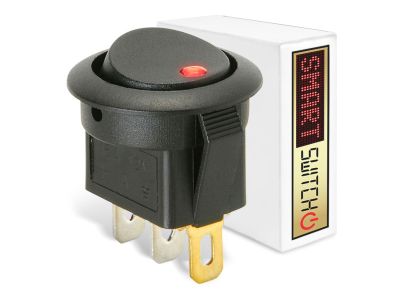 1 x SmartSwitch SPST 20mm 12V/16A Illuminated Round Rocker Switch - RED LED