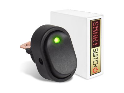 1 x SmartSwitch SPST 20mm 12V/16A Illuminated Round Rocker Switch - GREEN LED